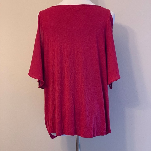 LOFT Tie Cold Shoulder Mix Media Top - Picture 5 of 10